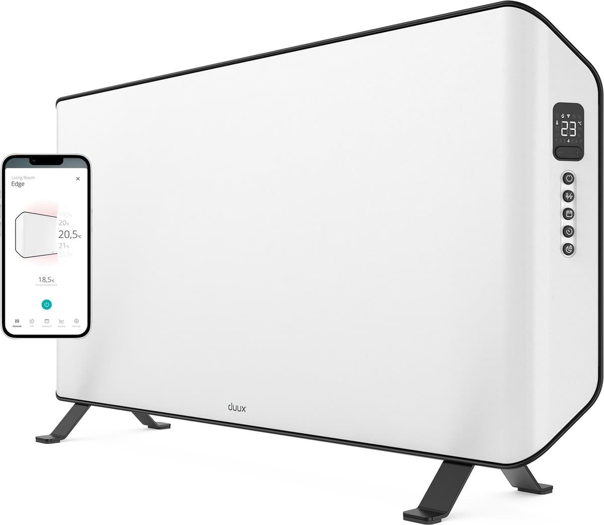 Duux Edge 2000W Smart Convectorkachel - Elektrische Kachel - Elektrische Verwarming Badkamer, Woonkamer, Kantoor – Wit