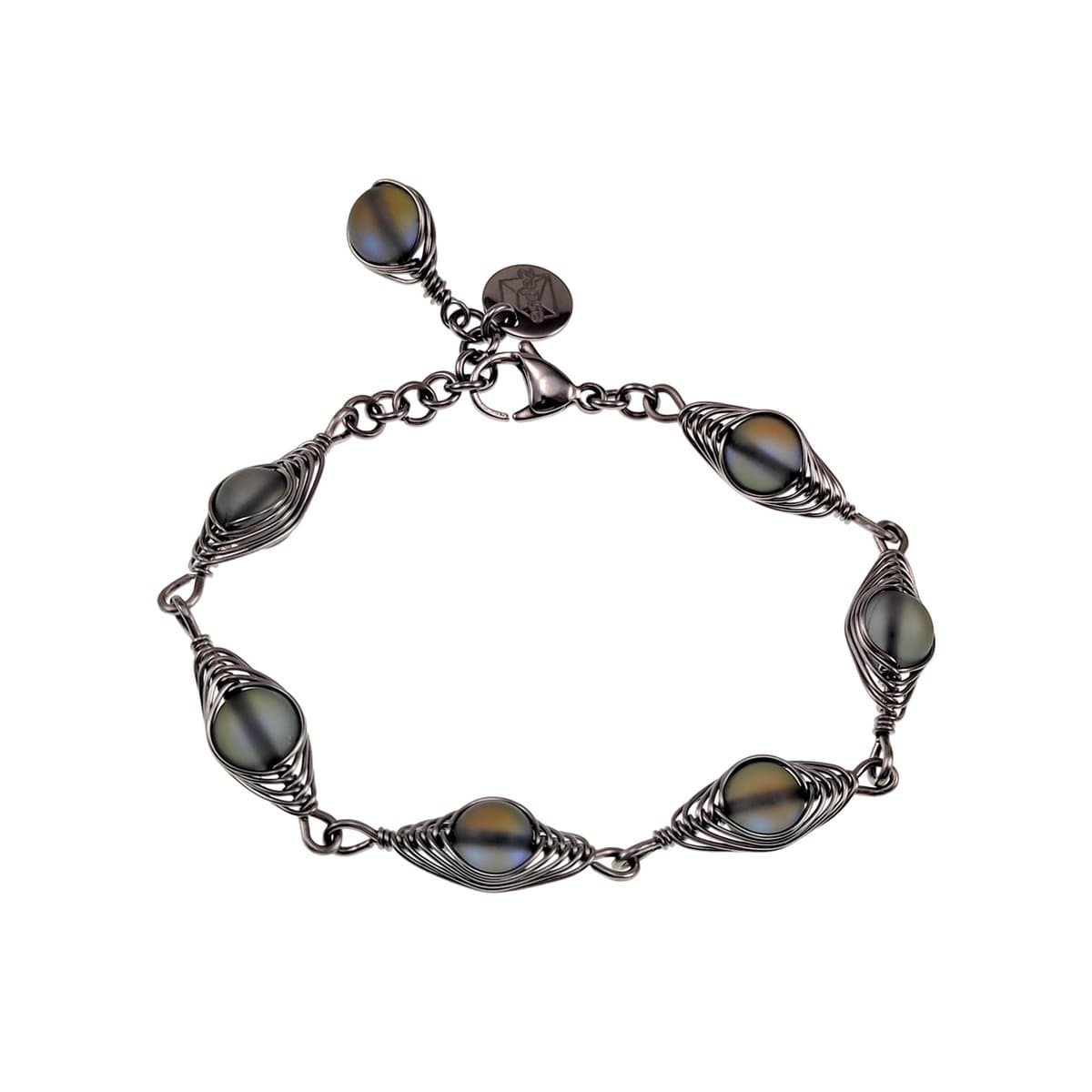 16 tot 19cm Armband Dames - RVS Zilverkleur - Visgraat Armband met Matgrijs Kristallen - Grijs Armband - Verstelbaar