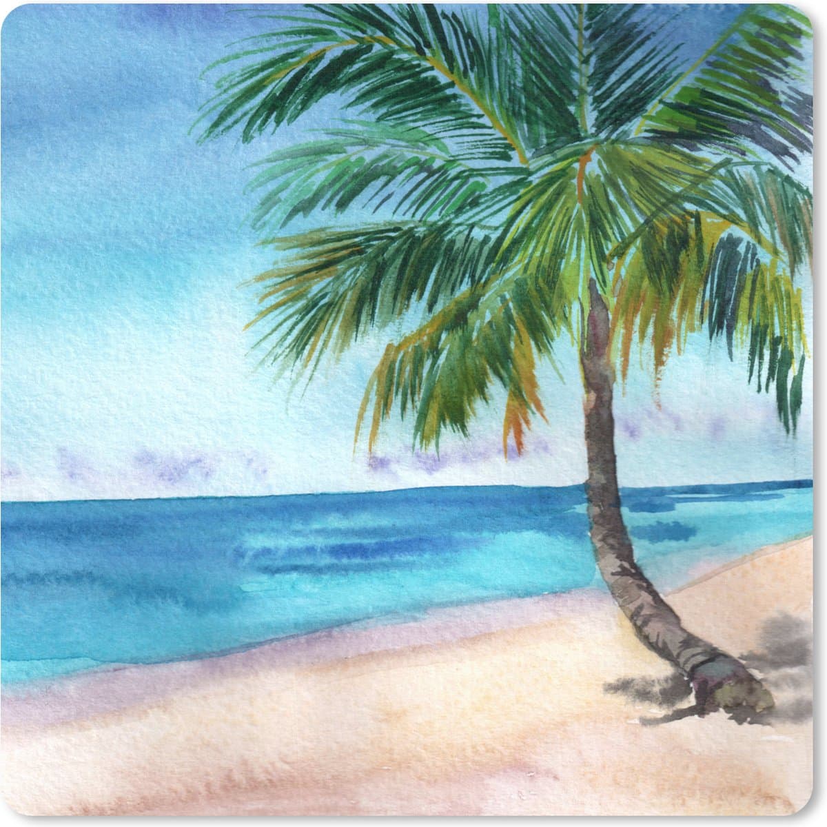 Muismat XXL 40x40 cm - Bureau onderlegger - Bureau mat Zee - Palmboom - Strand - Bureaumat - Gaming mousepad xl - Bureaulegger groot - Computer deskmat