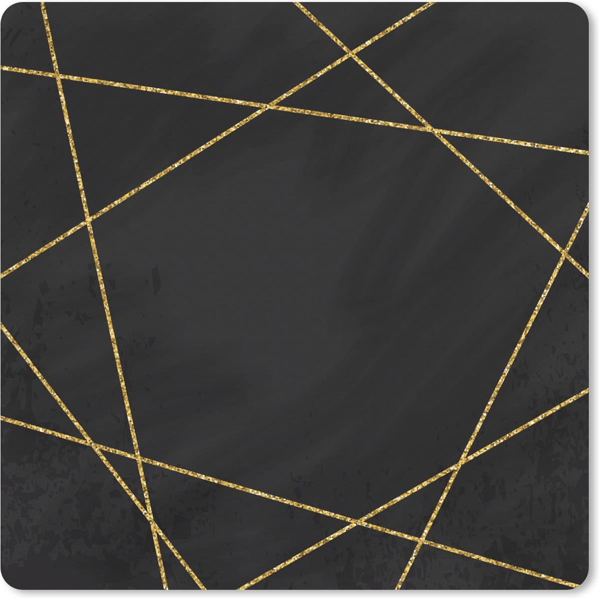 Muismat XXL 80x80 cm - Bureau onderlegger - Bureau mat Geometrisch patroon van gouden lijnen op een zwarte achtergrond - Bureaumat - Gaming mousepad xl - Bureaulegger groot - Computer deskmat
