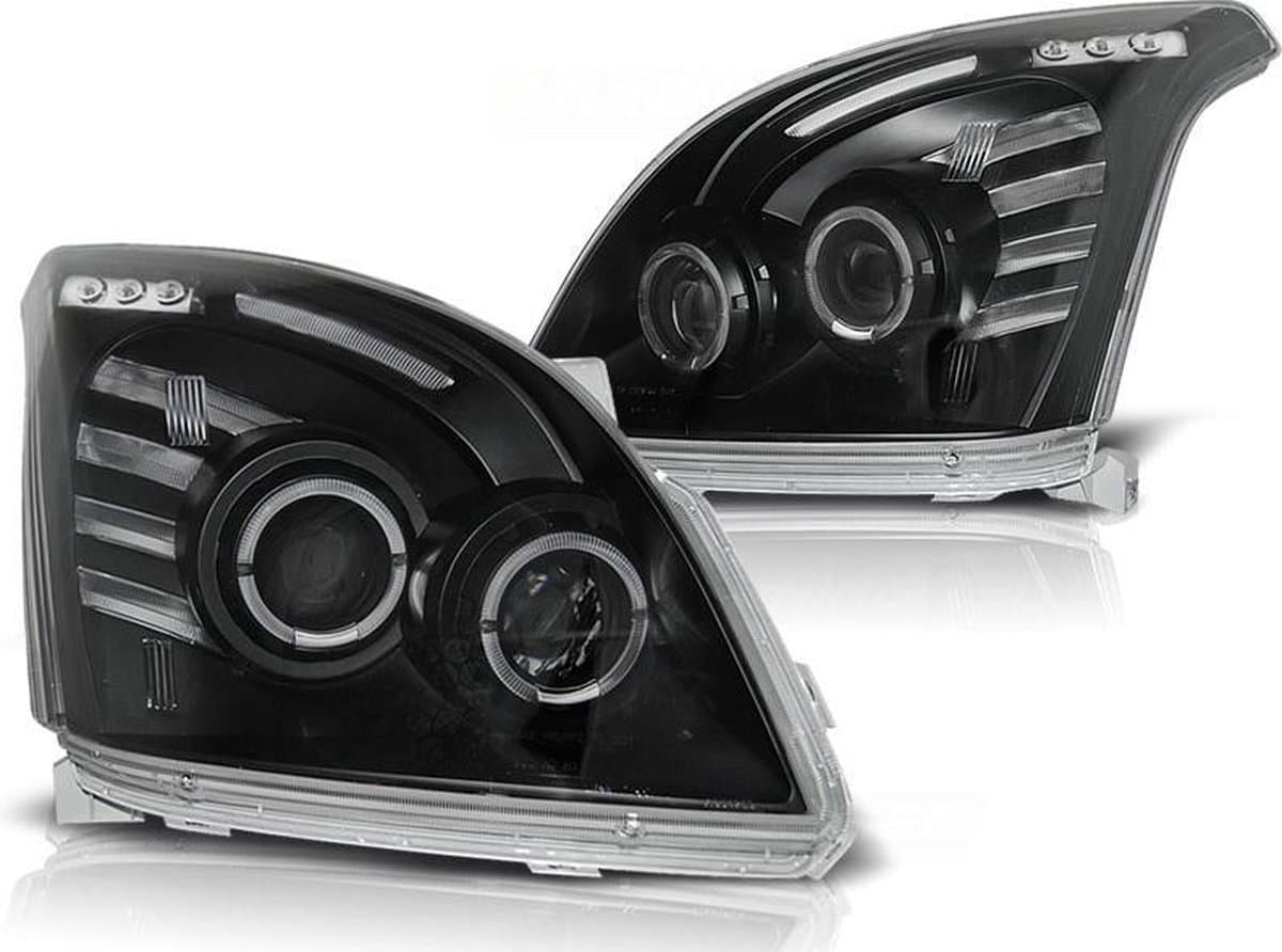 Koplampen dual halo rims TOYOTA LAND CRUISER 120 03-09 ANGEL EYES ZWART