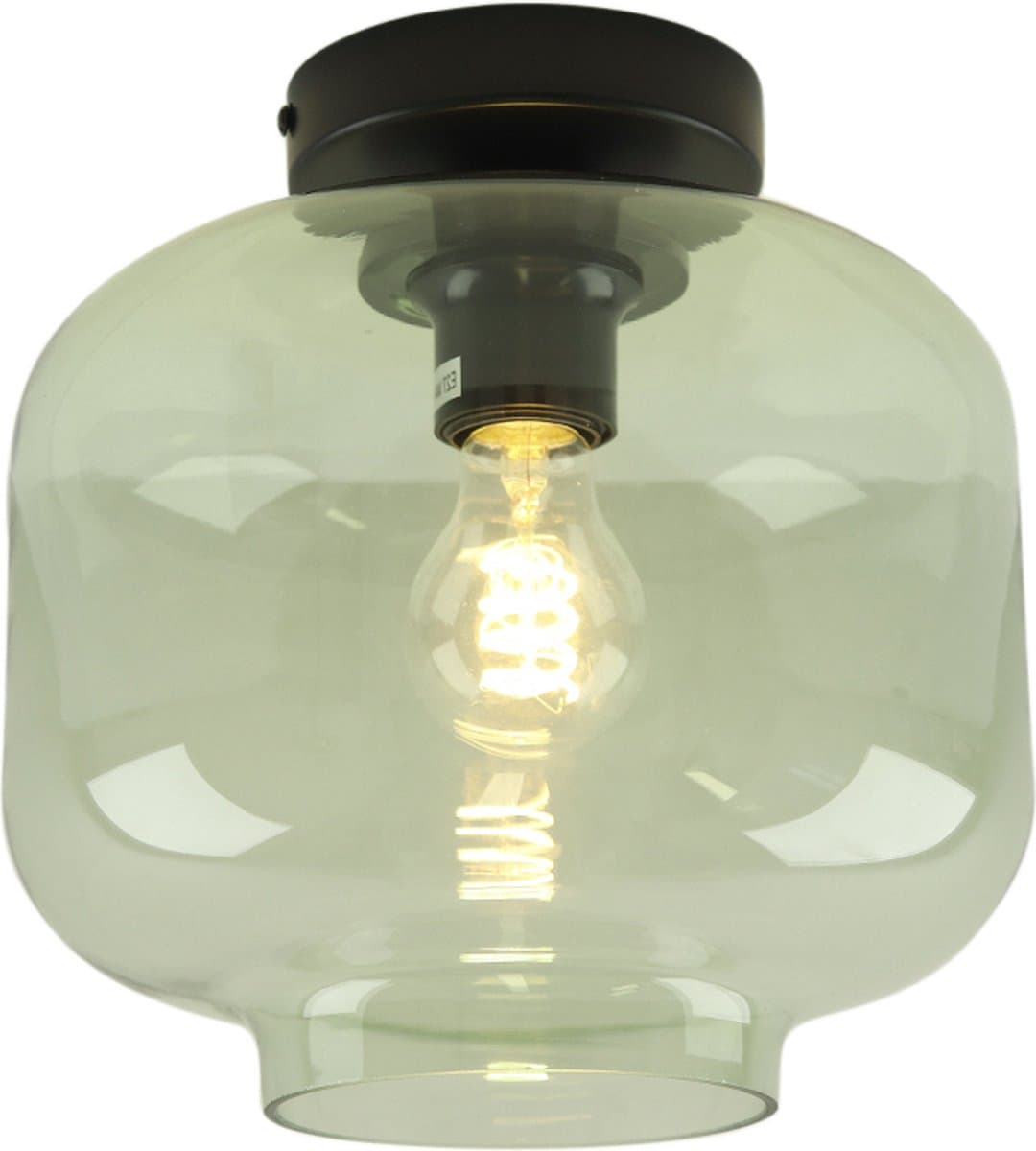 Olucia - ANNIEK - Plafondlamp - Groen / Zwart - Vorm: Rond