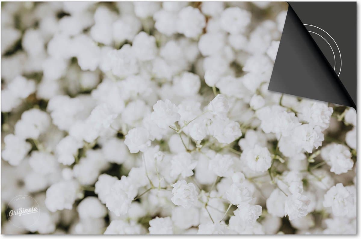 Inductie beschermer 83x51,5 - afdekplaat inductie mat - Dietrix Kookplaat beschermer - Exclusief - Flowers 20 - Witte bloemetjes