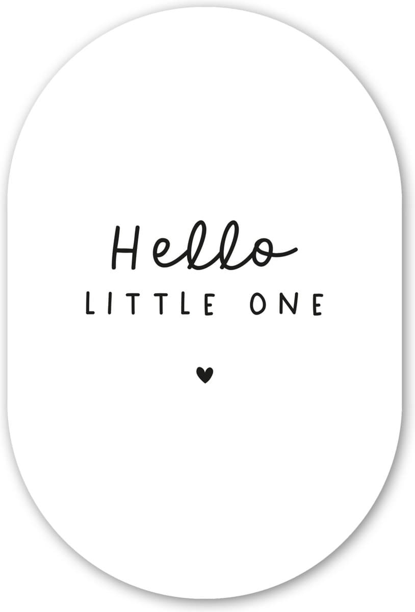Muurovaal 60x90 cm - Ovale wanddecoratie Quotes - Hello little one - Baby - Spreuken - Kinderen - Ovalen schilderij - Muurdecoratie woonkamer - Kamer decoratie - Schilderijen - Wandcirkel