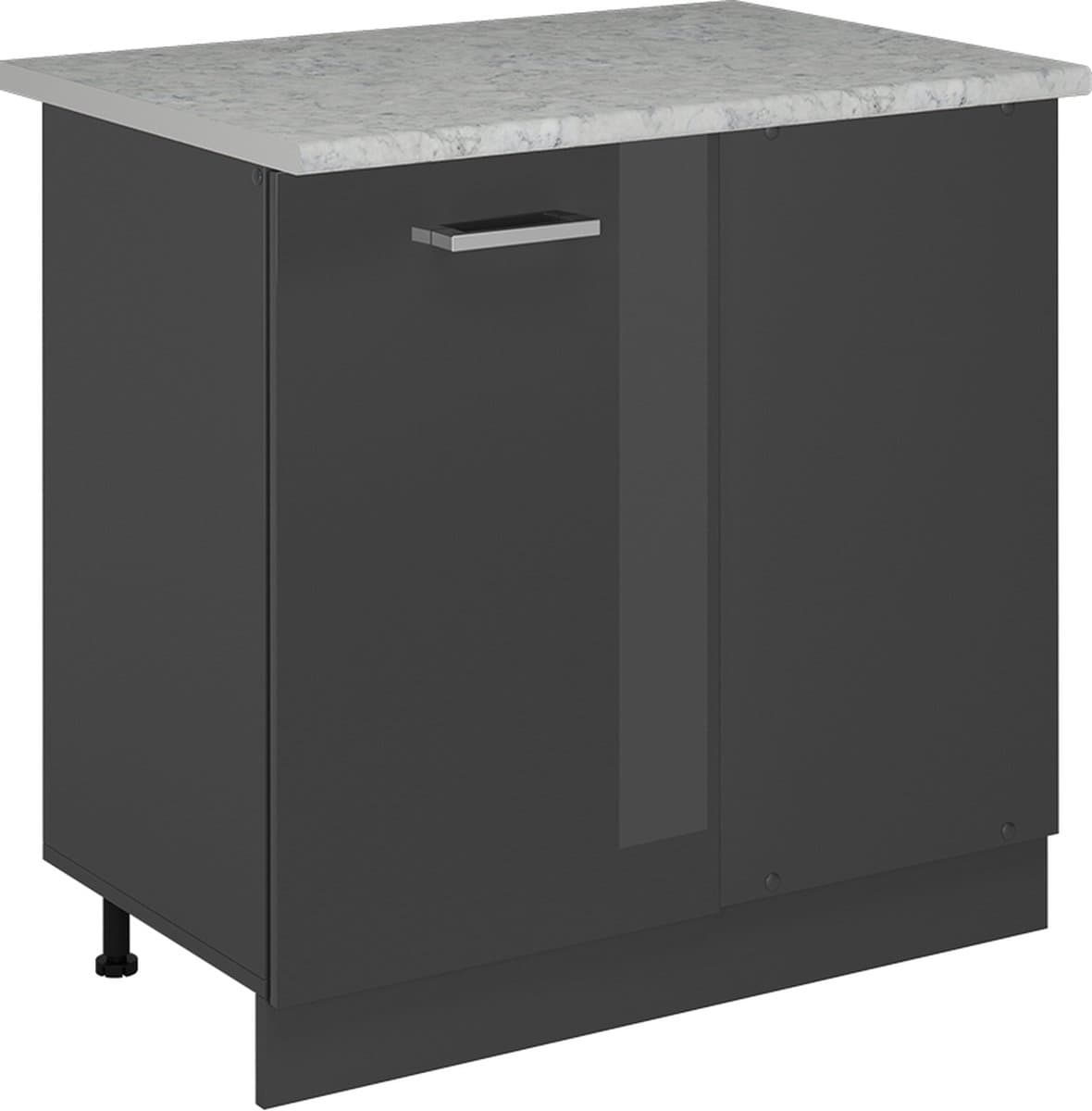 Vicco R-Line Hoekkast – 86 cm WB Marmer Antraciet Hoogglans