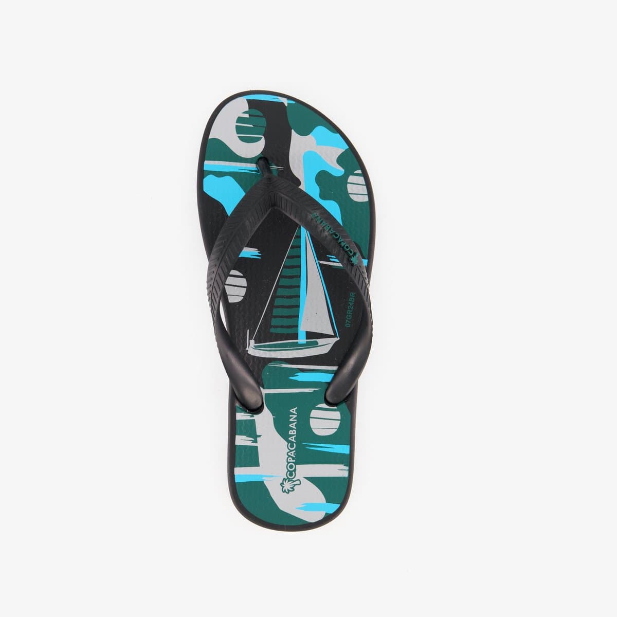 Copacabana kinder teenslippers zwart met zeilboot - Maat 34/35