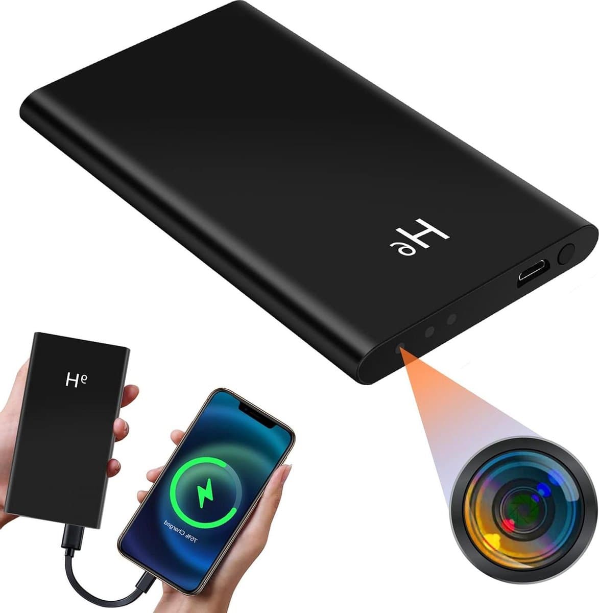 Verborgen Camera HD 1080P Minicamera Spionage Power Bank met Zwaartekrachtdetectie - Automatisch Nachtzicht - 20 Uur Opname