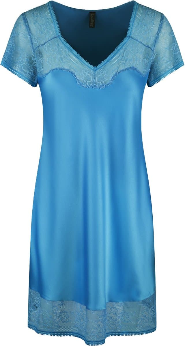 LingaDore - Satin Nachtjurkje Bonnie Blue - maat S - Blauw