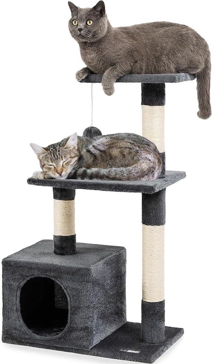 DailySupplies® Krabpaal voor grote Katten - Krabton - Kattenhuis - Zwart met Wit