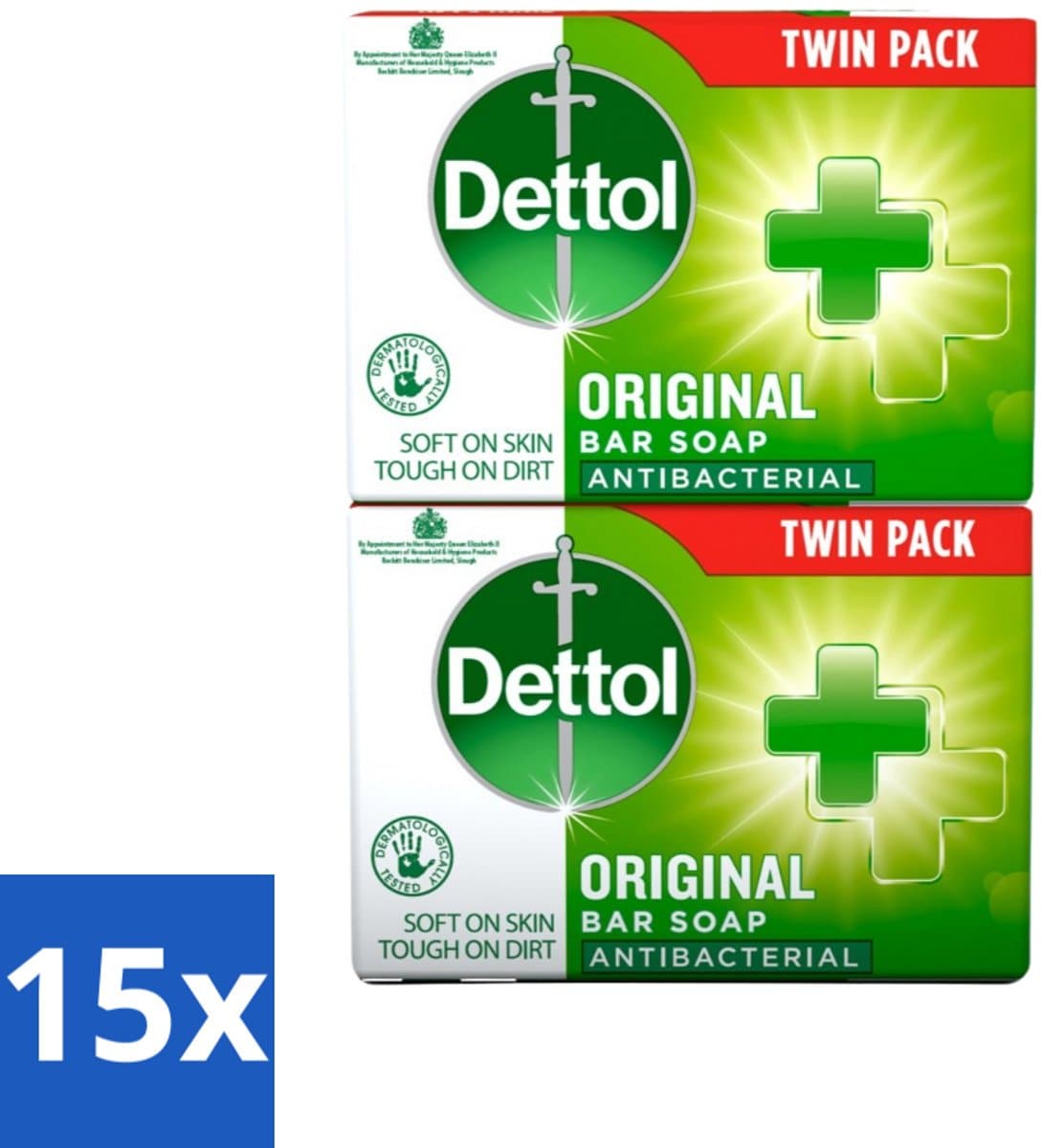 Dettol - Zeeptablet - Origineel - Antibacterieel - 2x 100g Zeeptabletten - Bulkverpakking - 15 stuks
