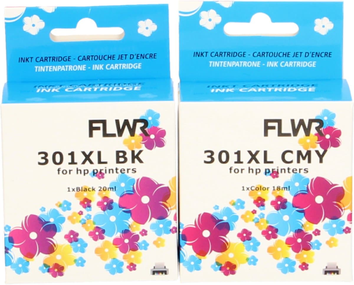 FLWR Multipack inktcartridges voor HP 301XL - Premium Huismerk HP 301 inkt - 2x HP 301 cartridges (hoge capaciteit) o.a. geschikt voor de Series HP Envy, HP DeskJet en HP OfficeJet