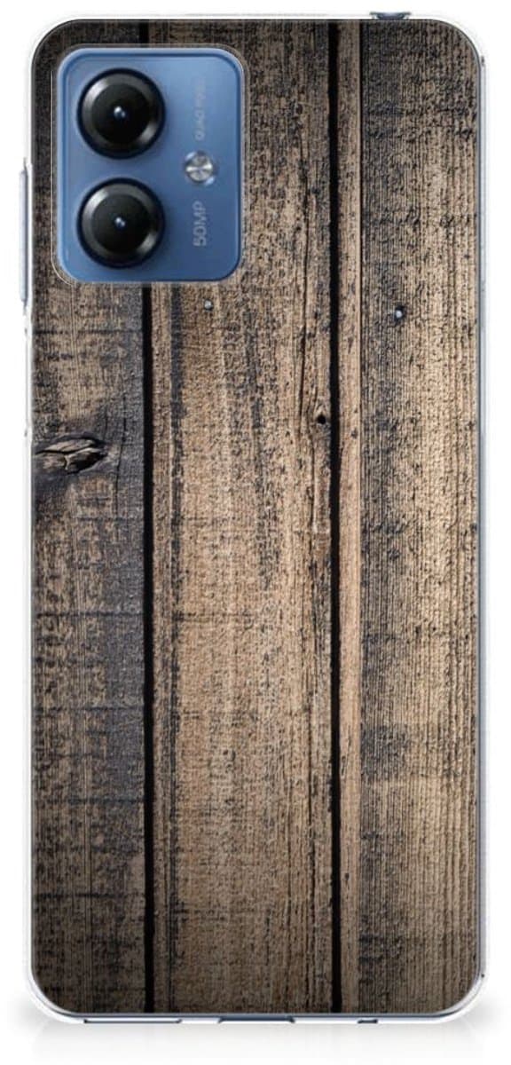 Motorola Moto G14 Bumper Hoesje Steigerhout