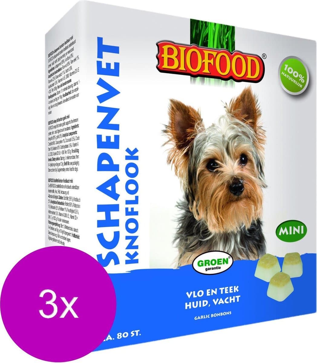 Bf Schapenvet Mini 80 stuks - Hondensnacks - 3 x Knoflook&Schapenvet
