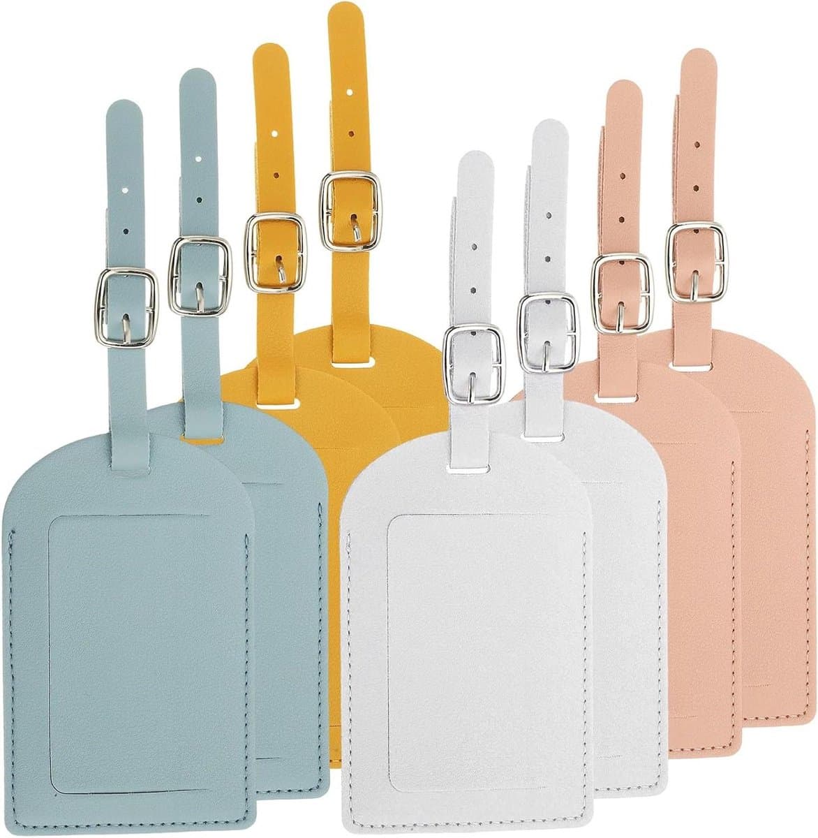 Bagagelabels Leer - Reislabels Koffer - Bagage Herkennen - Privacy Flap - 8 Stuks - Meerdere Kleuren
