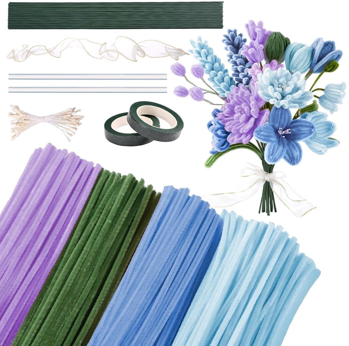 Pipe Cleaners voor Creatieve Projecten - 200 Stuks in 4 Kleuren voor DIY Bloemstukken, Decoratie en Kerstcadeaus