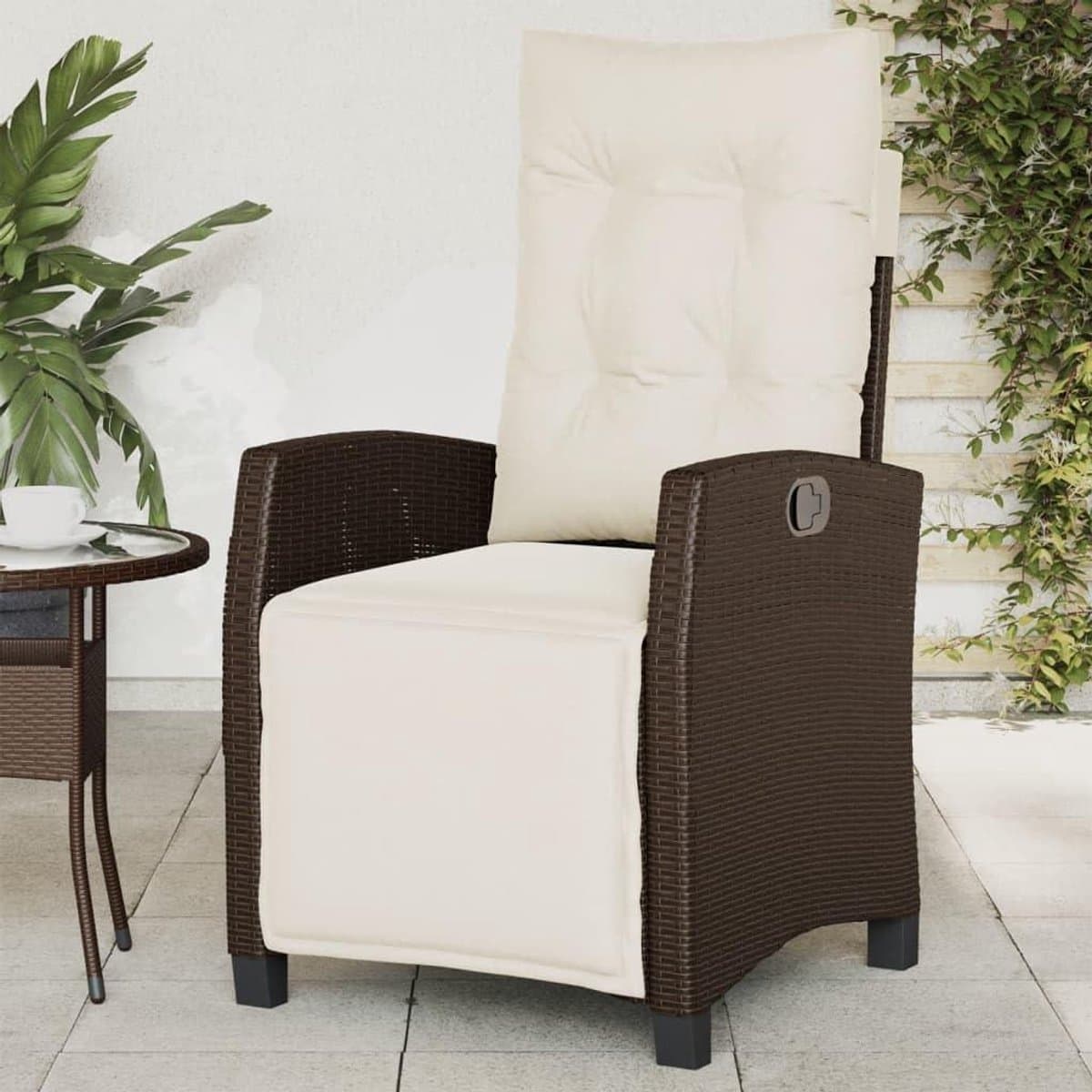 Tuinstoel met voeteneinde - Verstelbare stoel - Volledige ontspanning - Gepoeedercoat stalen frame - 57 x 66 x 93 cm
