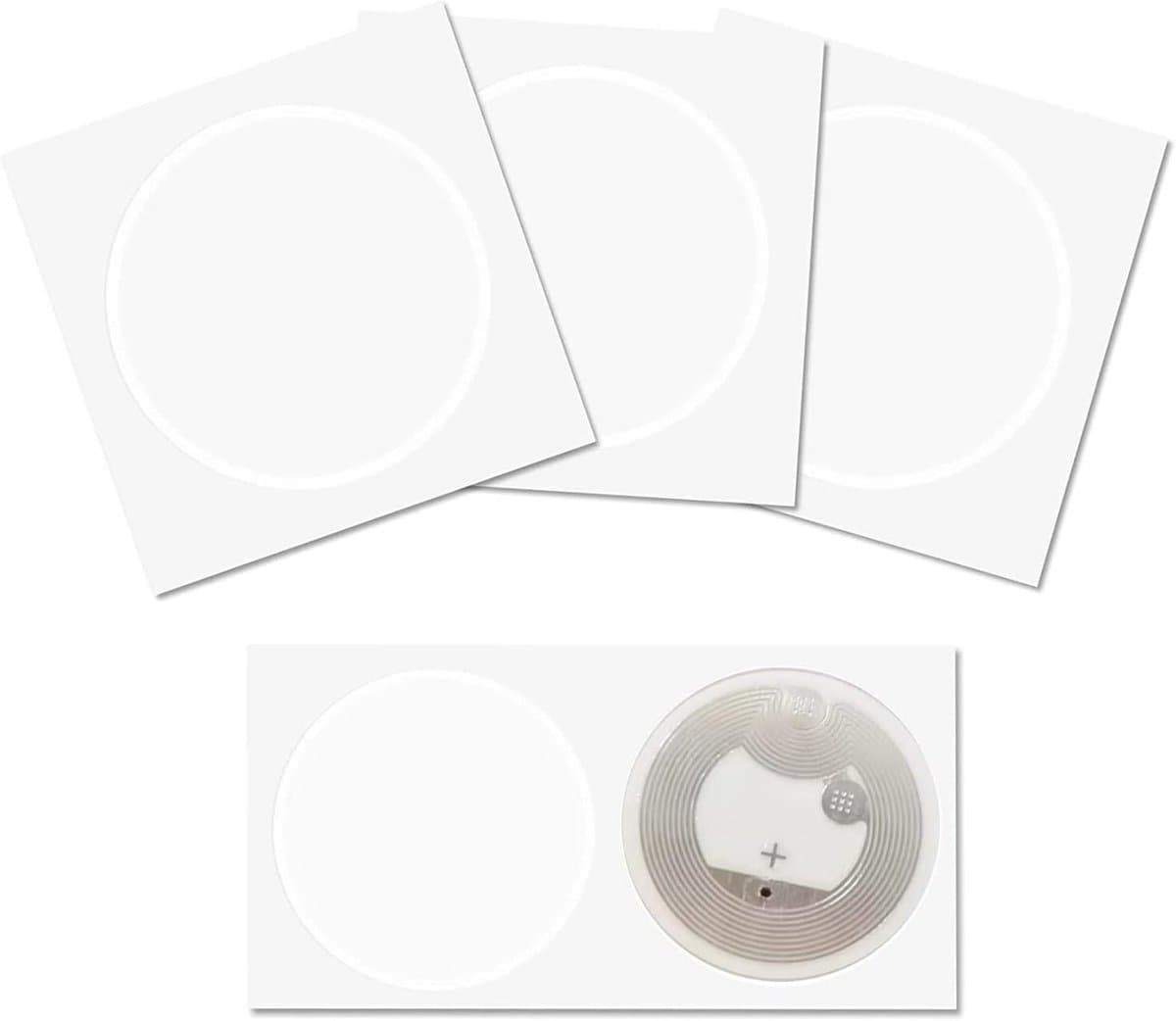 NFC Stickers - Slimme Tags - Informatie Delen - 888 Byte Geheugen - 25 mm Diameter - Wit