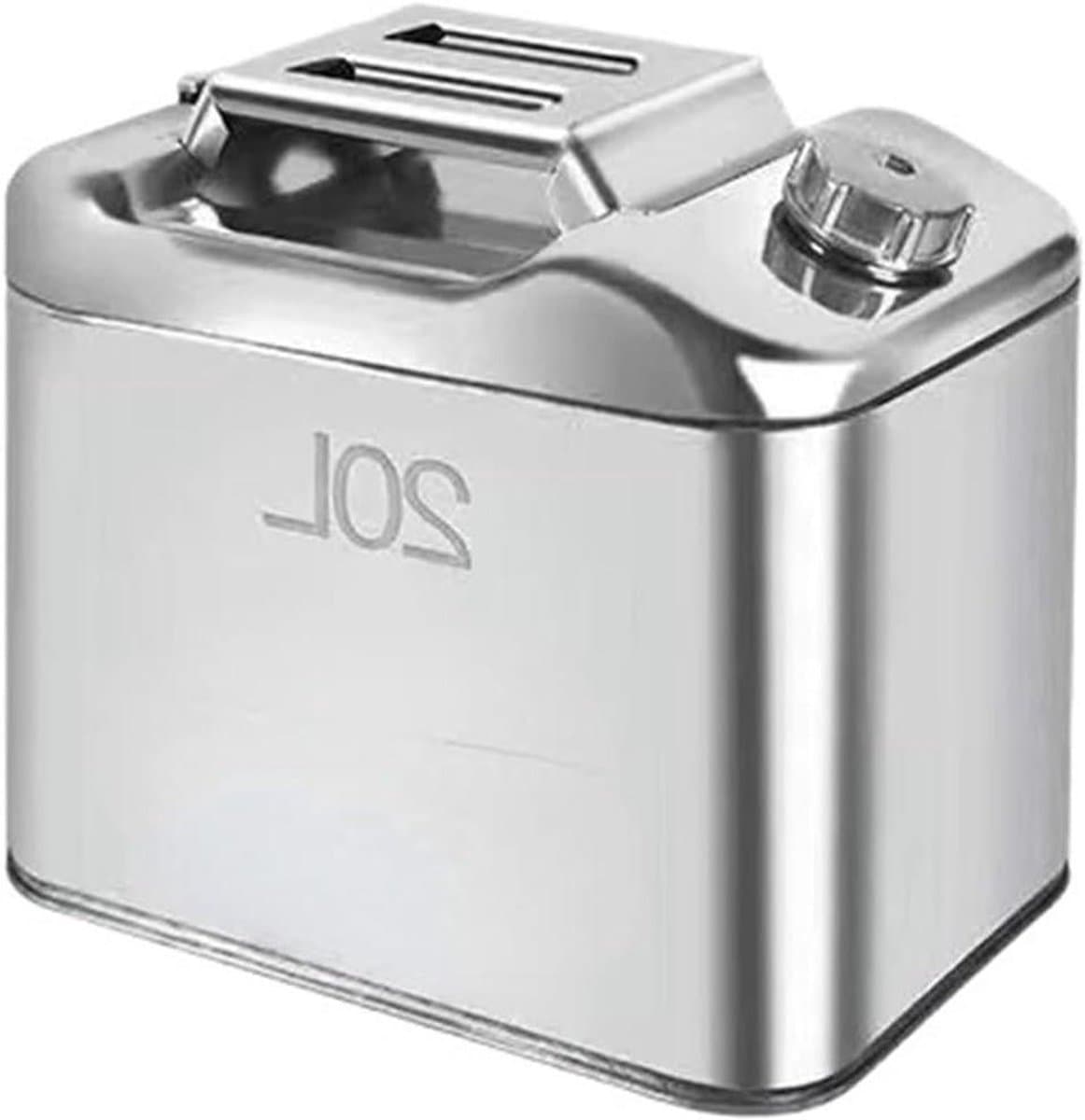 Benzine Jerrycan - Brandstoftank Olieblik - Opslag Brandstof - Verdikt Roestvrij Staal - 20 Liter - One Color