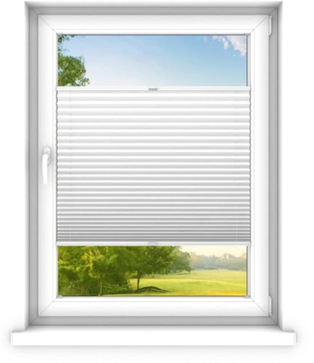 time4blinds - Plisségordijn zonder boren op maat gemaakt - Vouwgordijn - Plisségordijn privacy en zonwering - Eenvoudige installatie - Kant-en-klaar plisségordijn - 30x120 cm - Wit