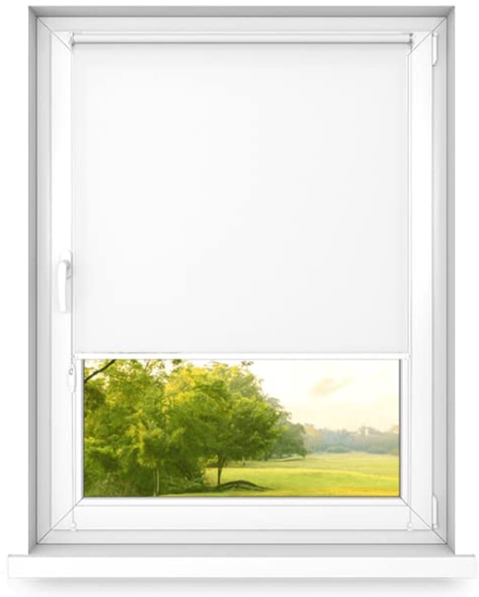 time4blinds dag en nacht dubbel rolgordijn mini - raamrolgordijn dag en nacht - rolgordijn zonder boren - zonwering - rolgordijnen voor slaapkamers - 600x1900mm – Klassiek Wit – Linkszijdig
