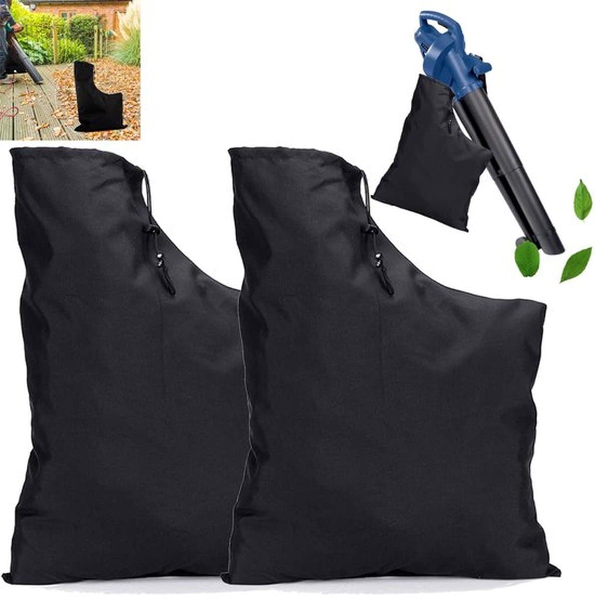 2 stuks bladblazerstofzuigerzakken, opbergzak voor bladblazers, opbergzak met trekkoord, universele tuinbladopvangzak, bladopvangzak