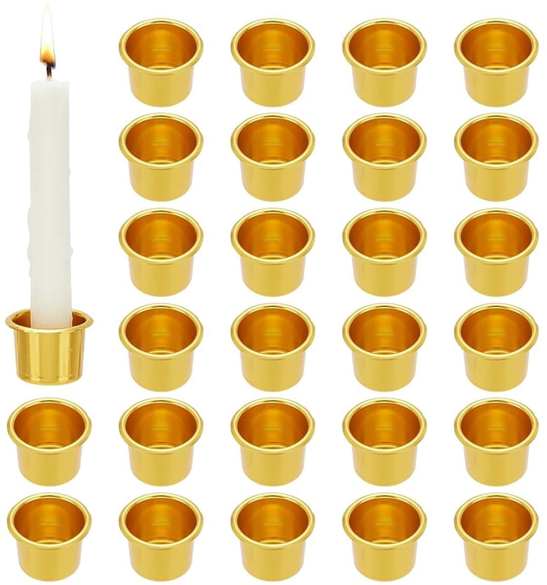 JHUBERS- Kaarsenhouders 30 Stuks - Gouden Kandelaar Cups - Metalen Kaars Inserts - Aluminium Druppelbeschermers - 27mm/1 inch Diameter - Perfect voor Decoratie