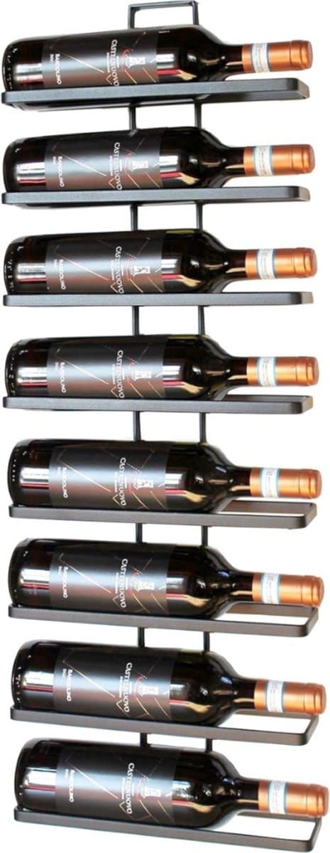 QIN®Wijnrek Muur - Wijnrek - Hangend - 4 Wijn Willekeurig Uitbreidbaar Set 2 Flessenstandaard - Zwart - 29cm x 41cm x 8cm