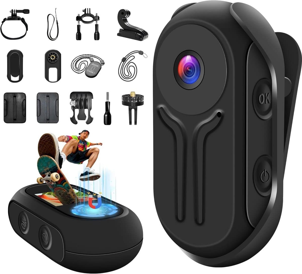 Mini Actie Camera - Sport Camera - Avontuur Vlogs - 1080P HD Video - 0.85 Inch Display - Zwart