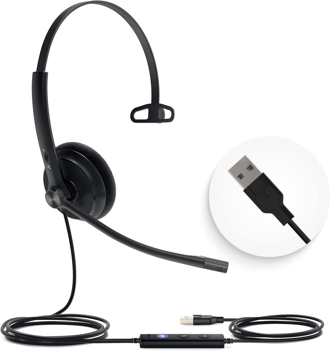 Mono Headset - Koptelefoon USB - Online Vergaderen - Teams Gecertificeerd - 1308014 - Zwart