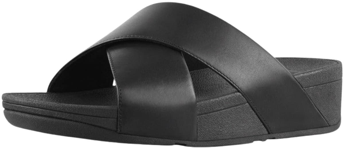 FitFlop Lulu Cross Slide Sandals Leather Dames Sandalen - Zwart