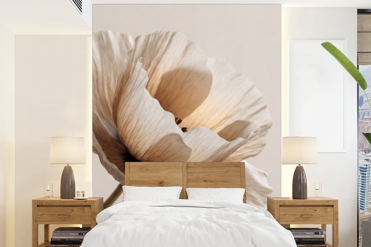 Behang - Fotobehang Bloem - Beige - Crème - Breedte 175 cm x hoogte 240 cm