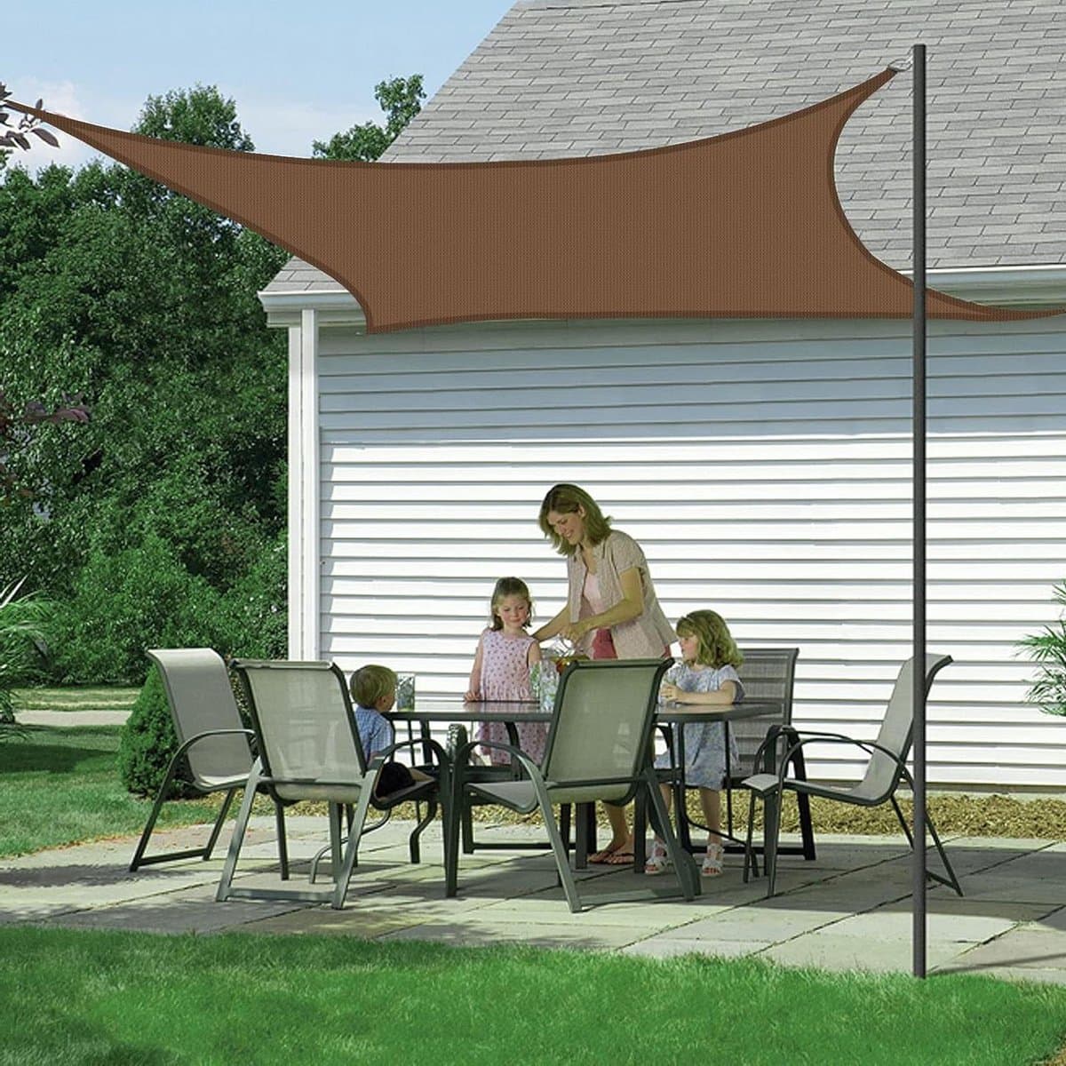 Zonnezeil Waterdicht - Schaduwdoek Terras - Buiten Leven - 95% UV Bescherming - 5x5 Meter - Bruin