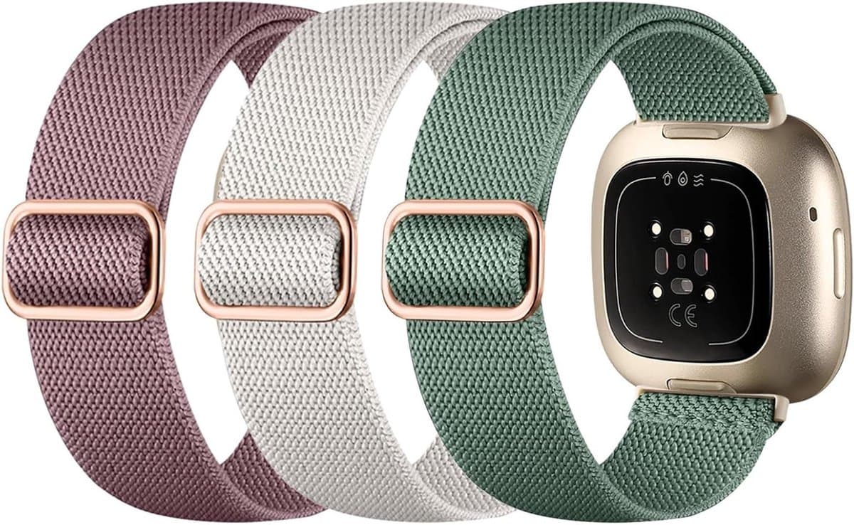 Verstelbare Sportwatchband van Gevlochten Nylon voor Fitbit Versa 3 en 4, Ideaal voor Fitness en Dagelijks Gebruik, Comfortabele en Duurzame Armband