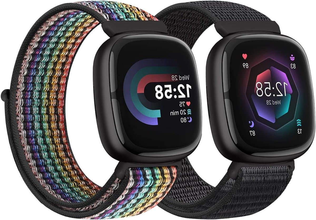 Nylon Sportband voor Fitbit Versa 4, Sense 2, Versa 3 en Sense - Ademend, Verstelbaar en Comfortabel voor Actieve Gebruikers