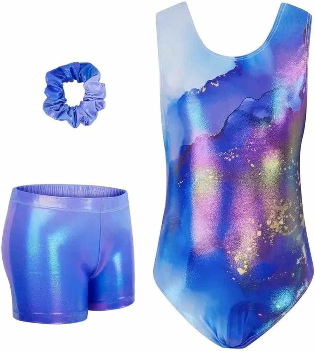 Meisjes Leotards met Broekjes, Cross-Back Sportkleding voor Kinderen, 3-delige Gymnastiek Outfit voor 3-12 Jaar Oude Kinderen