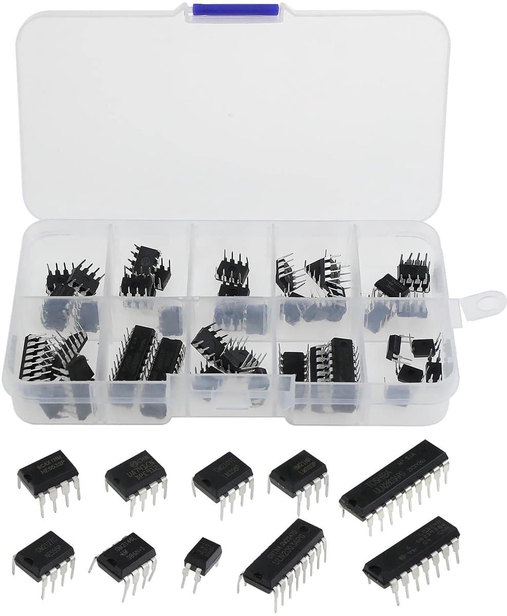 aladdien - Geïntegreerde Circuit Chip Assortiment Kit - 50 Stuks - Geschikt voor Audio Versterker - Lage Input Lage Voltage - LM324 LM358 LM386 LM39..