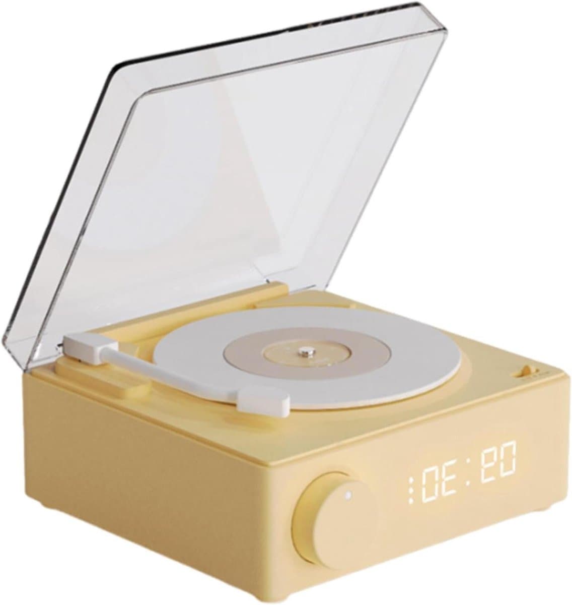 Draaibare Speakers - Verticale Geluid - Muziek Luisteren - Ingebouwde Wekker - 14 x 13 x 6.5 cm - Geel
