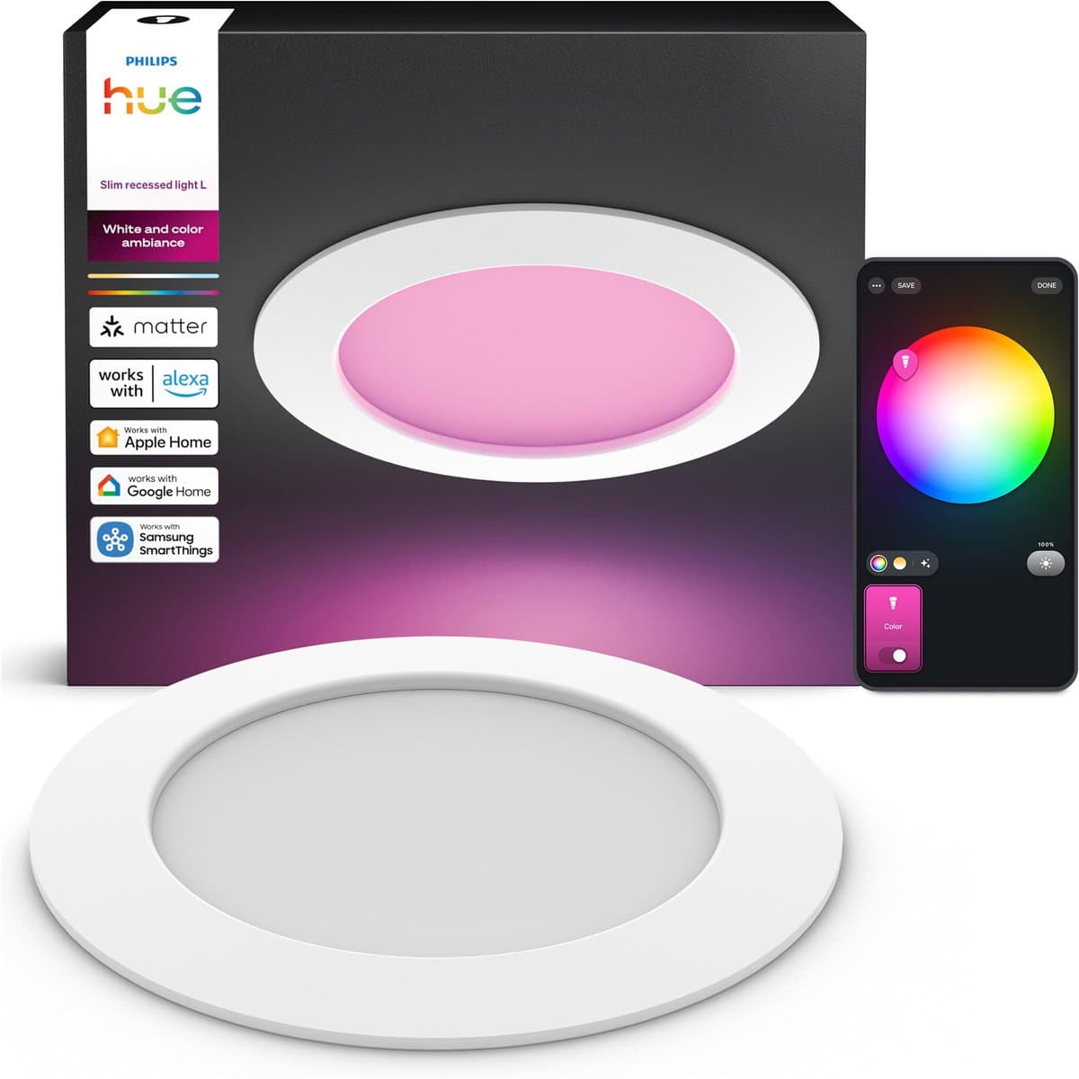 Philips Hue Inbouwspot Slim - White and Color - 170mm - Wit