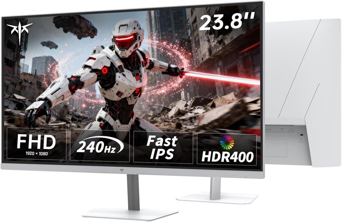 Gaming Monitor - Snelle Beeldscherm - Intensief Gamers - Fast IPS Paneel - 24 Inch FHD - Wit