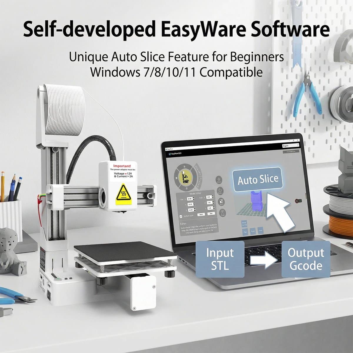 Zolara K10 3D-printer - Compacte One-Touch Mini Printer - Fluisterstil & Gebruiksvriendelijk - 3dprinter - Printer