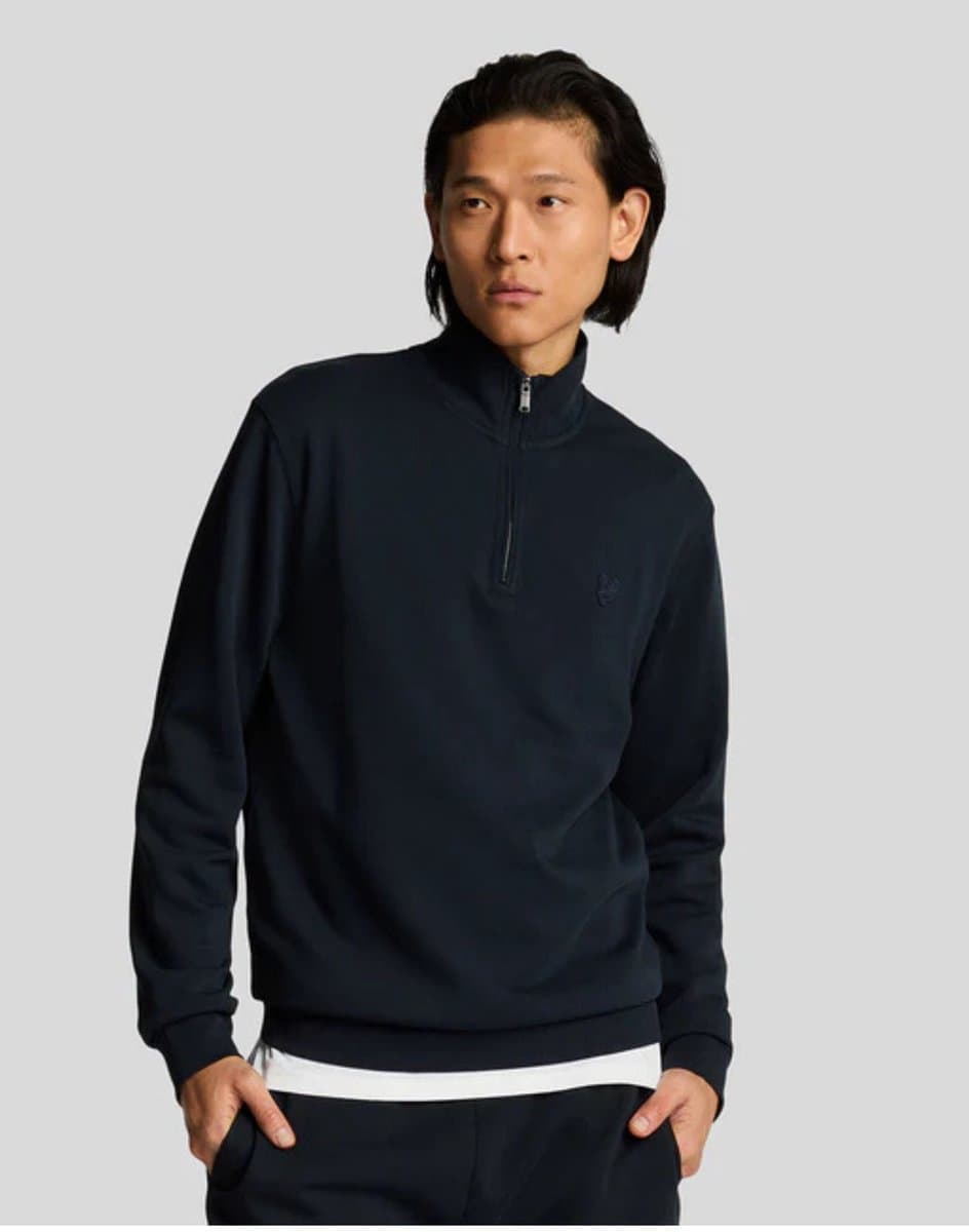 Lyle & Scott - Trui Donkerblauw Lyle&scott Superfine Quarter Zip Sweaters Donkerblauw Ml2258ton
