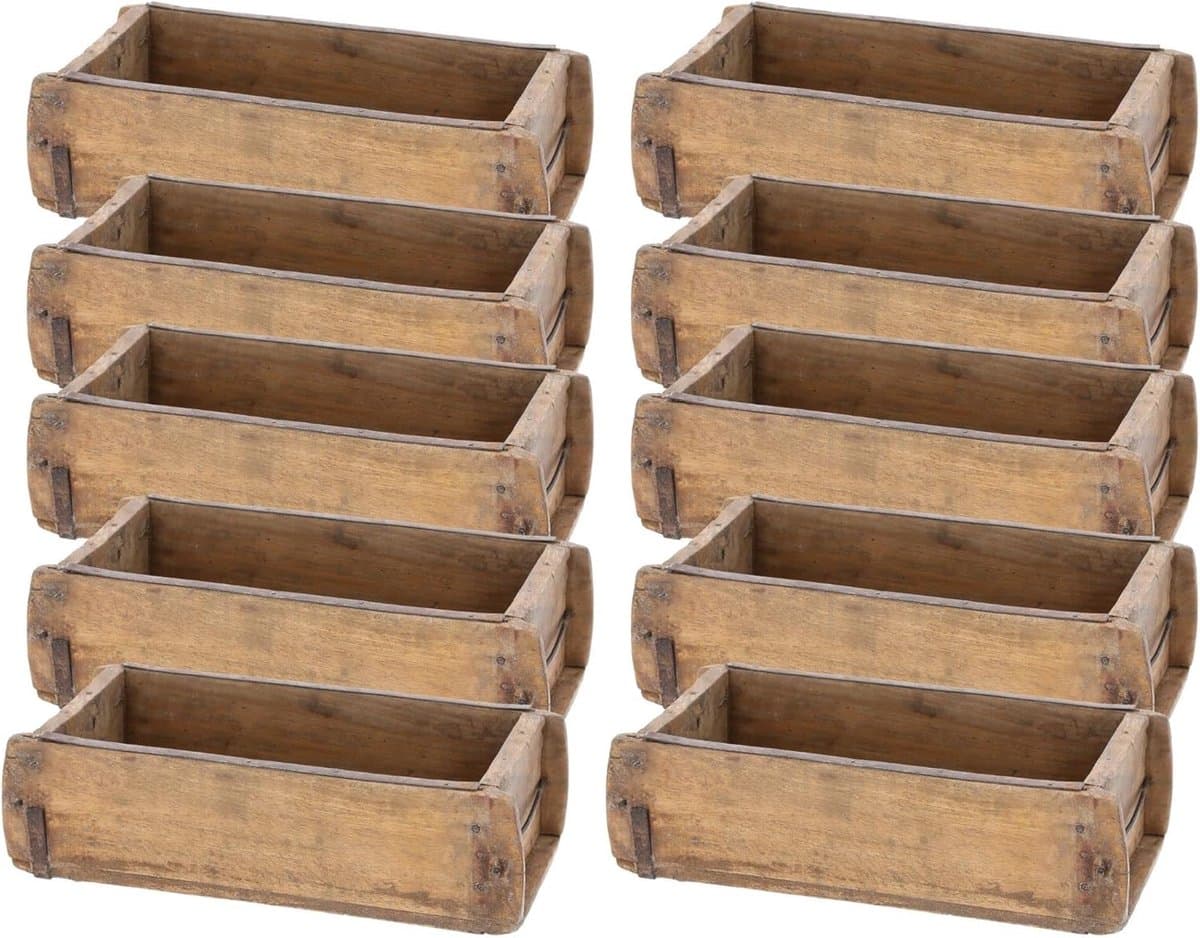 Novaliv 10x Houten Doos Vintage 30 x 15 x 10 cm Oude Baksteen Vorm Hout EEN Kamer All-Purpose Doos Gemaakt van Gerecycled Oud Hout Elke Vorm is Uniek - Cadeaudoos