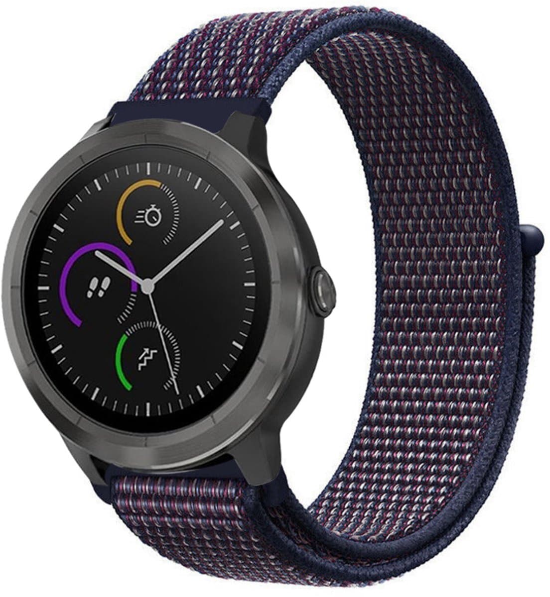 Nylon Smartwatch bandje - Geschikt voor  Garmin Venu nylon band - paars-blauw - Horlogeband / Polsband / Armband