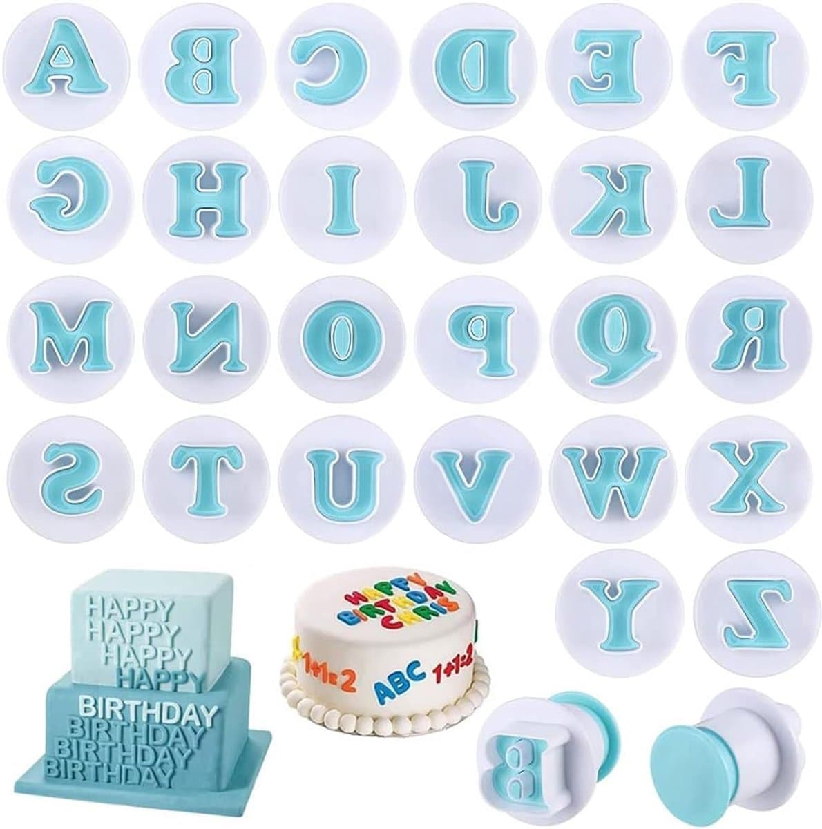 Cutters Sets, 26 stuks Cookie Cutter Mallen, Alfabet Cookie Moulds, Embosser Bakvorm, DIY hoofdletters Mini Spring Biscuit Mould voor Fondant, Cake, Biscuit Making (26 Letters)