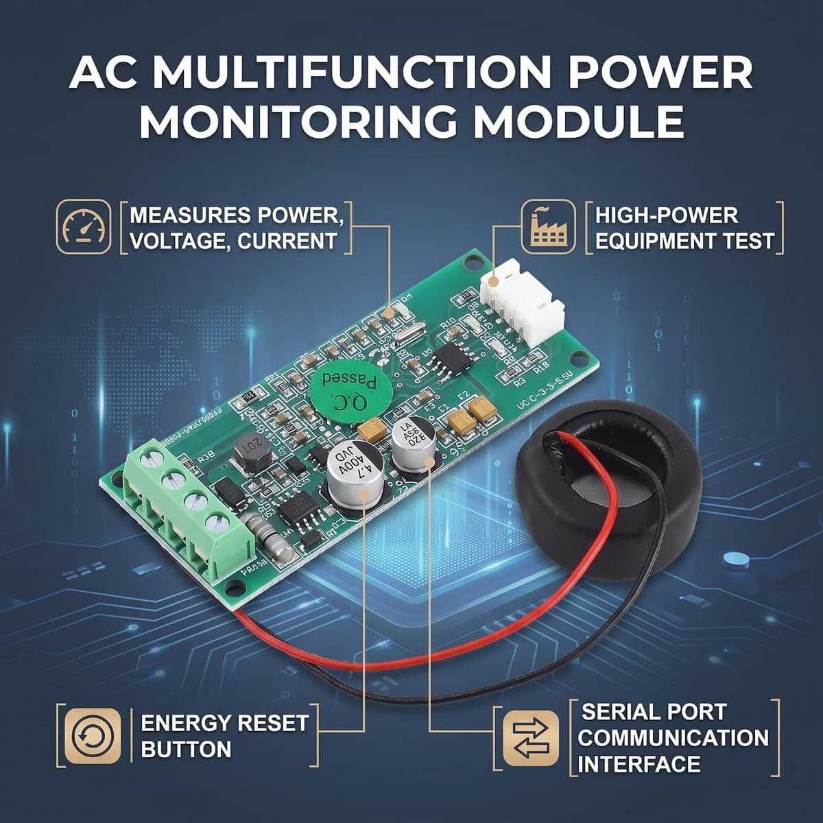 80-260V 100A Elektrisch, Pzem-004t V3 Pzem 004t Monitoring Module Power Meter Board Multifunctionele Power Spanning Stroom Tester Met CT