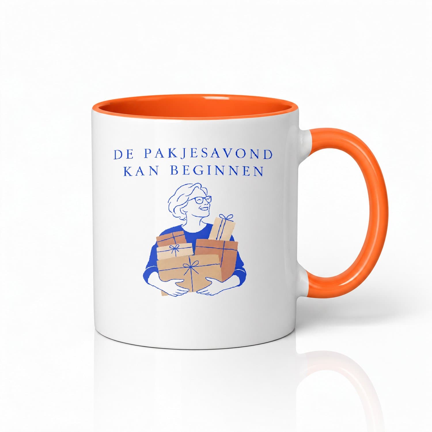 Minimalistische Pakjesavond Hulpsint Zonder Piet Mok – Strakke One-Line Art Koffiemok voor Sinterklaasfans