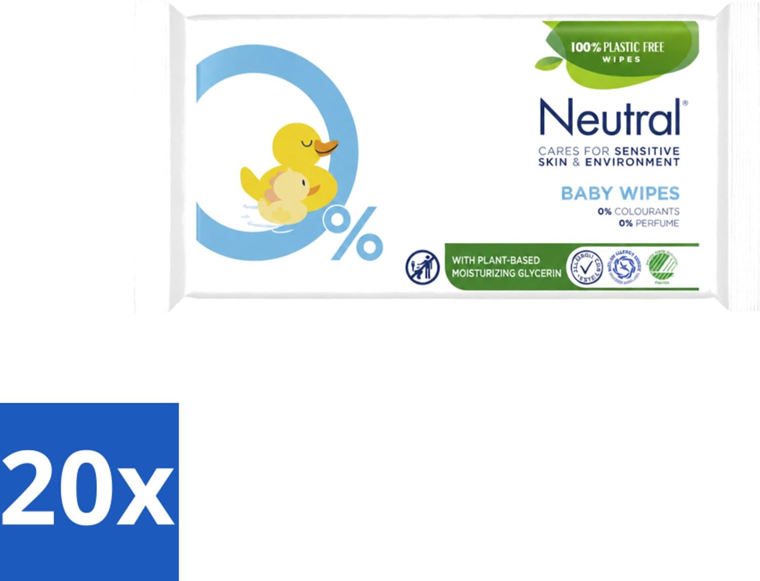 20 x Neutral Billendoekjes 52 doekjes - Baby Billetje Reinigen - Baby Handje Reinigen - Hypoallergene Doekjes - Zachte Doekjes - Veilige Baby Verzorging