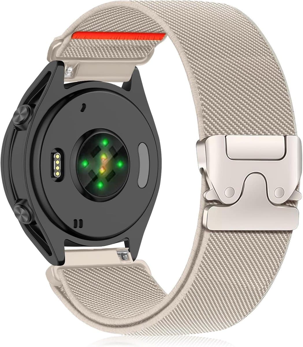 Nylon armband 20 mm 22 mm voor Garmin Venu 4, Venu 3, Forerunner 570 en Vivoactive 4 - Elastische sportband met parachutesluiting en gevlochten ontwerp voor optimale comfort en stijl