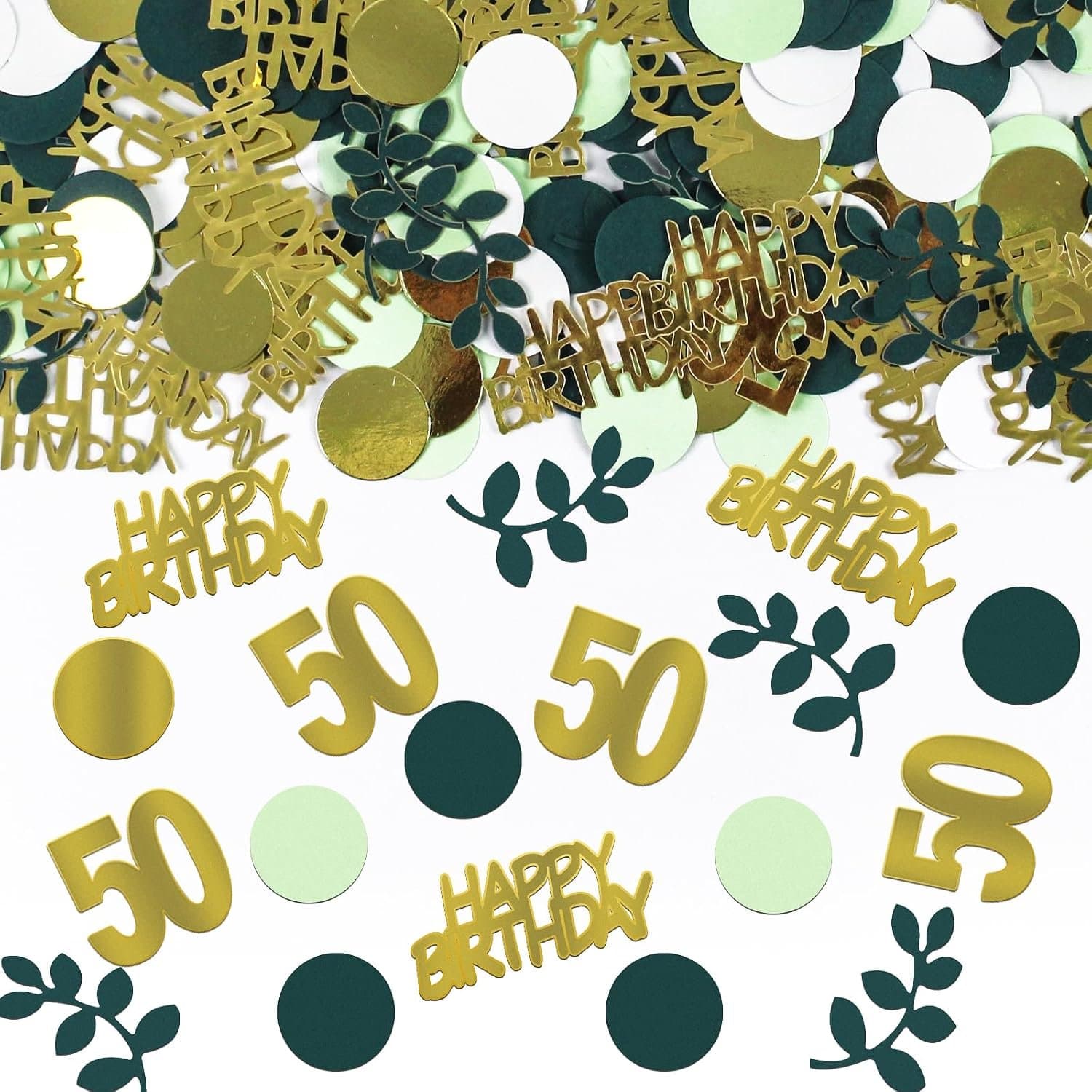 Confetti versiering 100 stuks - Groen en goud - 50e verjaardag - Unieke tafeldecoratie - ShopVlot
