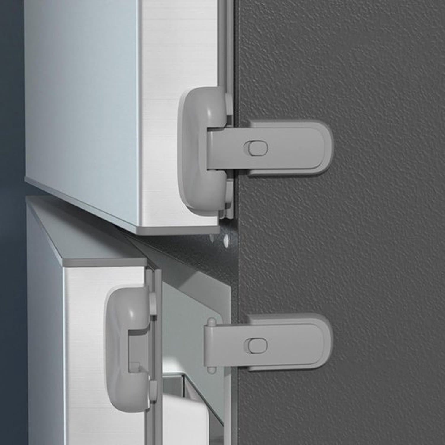 Koelkast sloten - Kindersloten vriezer - Veiligheid thuis - Automatisch zelfsluitend - 12 x 8 x 4 cm - Grijs